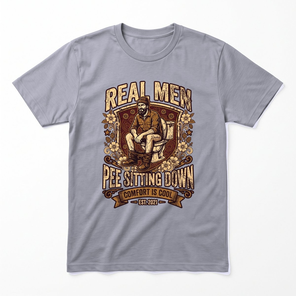 Real Men Pee Sitting Down - Grey