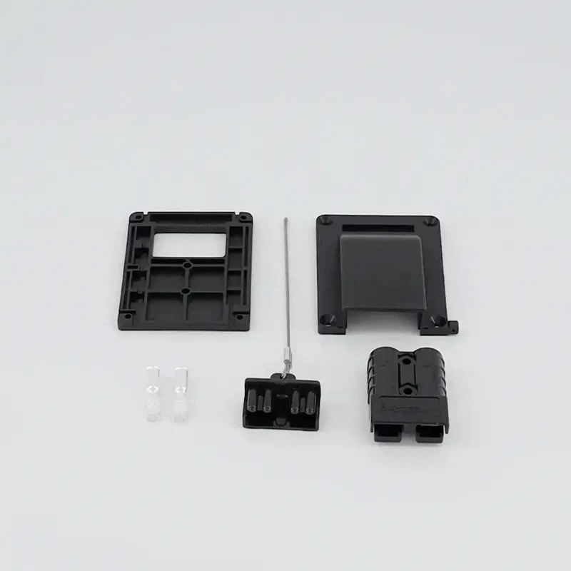 The WRAITH kit rotating to show the cover, riser base, connector, terminals and dust cap from every side