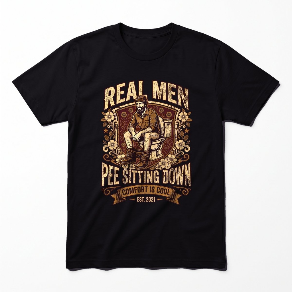 Real Men Pee Sitting Down (BLACK, S)
